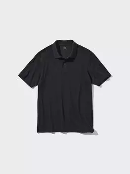 Рубашка-Поло Airism из хлопкового пике Uniqlo, цвет 09 черный