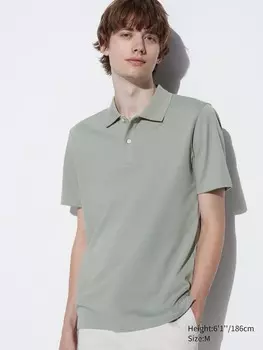 Рубашка-Поло Airism из хлопкового пике Uniqlo, цвет 51 зеленый