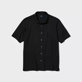 Рубашка-поло AIRism (открытый воротник) UNIQLO, черный