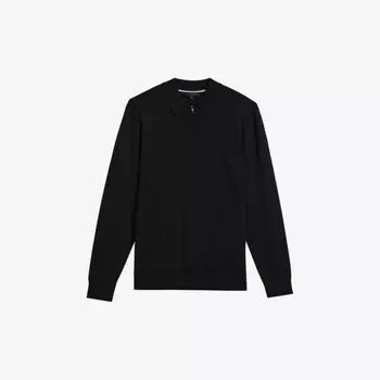 Рубашка-поло эластичной вязки Viba с полумолнией на половину длины Ted Baker, черный