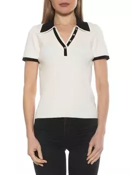 Рубашка-поло Alexia Admor Alice с контрастной отделкой в рубчик, белый/черный