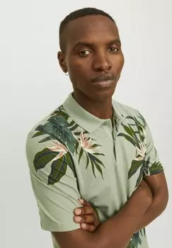 Рубашка поло ALL OVER PRINT Jack & Jones PREMIUM, зеленый