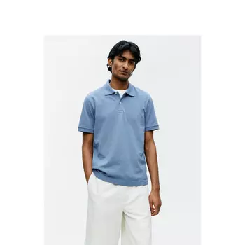 Рубашка-поло Arket мужская с короткими рукавами, синяя, темно-синий