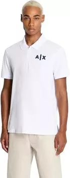 Рубашка-поло AX Logo Zipper Polo Armani Exchange, белый