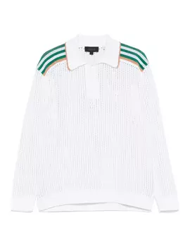 Рубашка-поло ажурной вязки Lacoste, белый