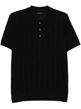 Рубашка-поло ажурной вязки Roberto Collina, черный