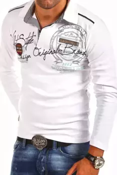 Рубашка-поло behype "Ambition" с рубашечным воротником и принтами, белый