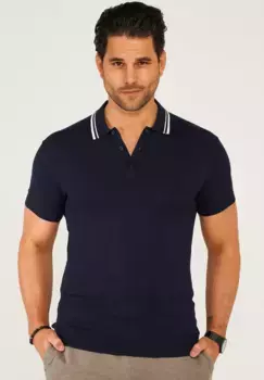 Рубашка-поло behype "MPEOLO KNIT", классического дизайна, синий