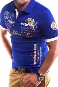 Рубашка-поло behype "TRIP", качество пике, синий