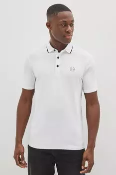 Рубашка-поло белого цвета с контрастной окантовкой Armani Exchange, белый