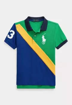 Рубашка поло BIG PONY COTTON MESH POLO SHIRT Ralph Lauren, синий/зеленый