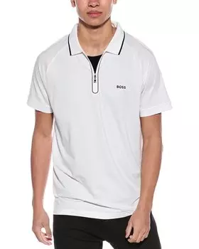 Рубашка поло BOSS Hugo Boss Philix Slim Fit с застежкой-молнией 1/4 Boss by Hugo Boss, белый
