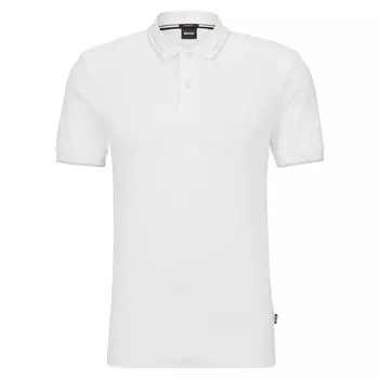 Рубашка-поло Boss Interlock Jacquard Stripes, белый