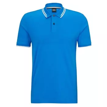 Рубашка-поло Boss Interlock Jacquard Stripes, голубой/белый