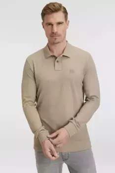 Рубашка-поло BOSS ORANGE "Прохожий" с логотипом BOSS, коричневый