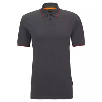 Рубашка-поло Boss Pique Contrast Details, темно-серый