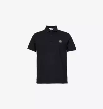 Рубашка-Поло Brand-Patch прямого кроя из эластичного хлопка Stone Island, синий