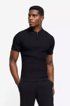 Рубашка-Поло Brick Muscle Fit River Island, черный