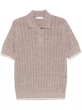 Рубашка-поло Brunello Cucinelli из трикотажного полотна в рубчик, коричневый