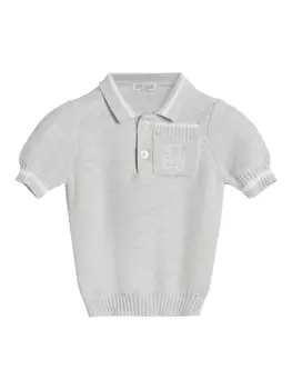 Рубашка-поло Brunello Cucinelli Kids с вышитым логотипом, серый