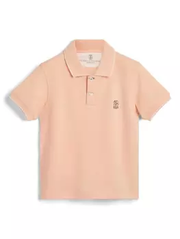 Рубашка-поло Brunello Cucinelli Kids с вышитым логотипом, оранжевый