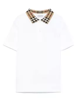 Рубашка-поло Burberry Kids Vintage Check, белый