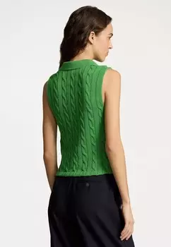 Рубашка поло CABLE KNIT CROPPED POLO SHIRT Ralph Lauren, зеленый