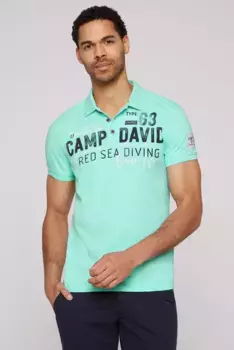 Рубашка-поло CAMP DAVID, хлопок, цвет Neo Aqua