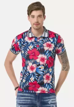 Рубашка-поло Cipo & Baxx с цветочным принтом по всей поверхности, красный