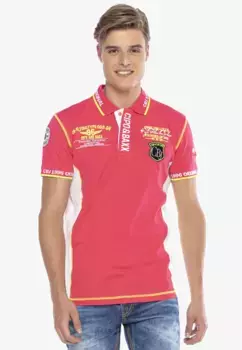 Рубашка-поло Cipo & Baxx с модными контрастными швами, фуксия