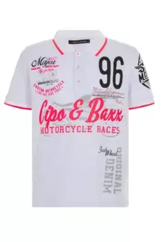 Рубашка-поло Cipo & Baxx с модными спортивными принтами, белый