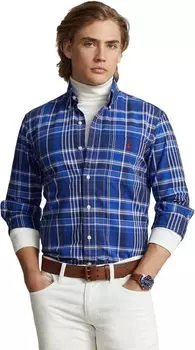 Рубашка-поло Classic Fit Plaid Oxford Long Sleeve Shirt Polo Ralph Lauren, цвет Blue Multi