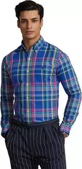 Рубашка-поло Classic Fit Plaid Performance Long Sleeve Shirt Polo Ralph Lauren, цвет Royal/Pink Multi