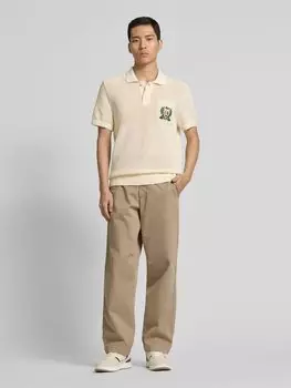 Рубашка-поло Classic Fit с вышитыми этикетками Lacoste, кремовый