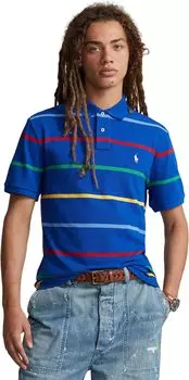 Рубашка-поло Classic Fit Striped Mesh Polo Shirt Polo Ralph Lauren, цвет Sapphire Star Multi