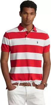 Рубашка-поло Classic Fit Striped Mesh Polo Short Sleeve Shirt Polo Ralph Lauren, цвет Post Red/White