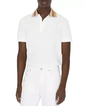 Рубашка поло Cody Cotton Piqu с воротником-стойкой и зауженным кроем Burberry, белый