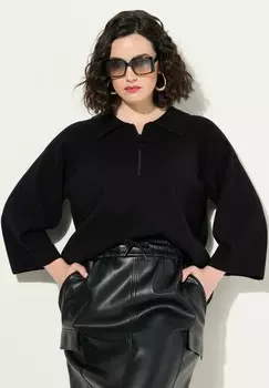 Рубашка поло COLLAR 3/4 SLEEVE Ulla Popken, черный