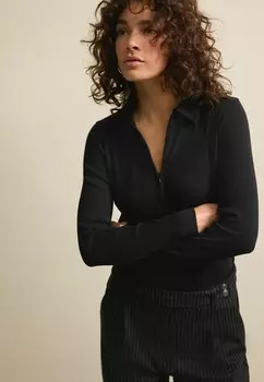 Рубашка поло COLLARED ZIP REGULAR FIT Next, черный