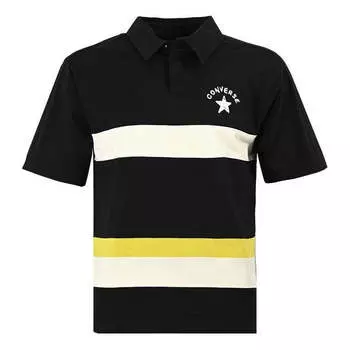 Рубашка поло colorblock logo polo shirt 'black white' Converse, черный