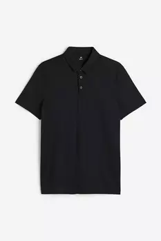 Рубашка поло Coolmax узкого кроя H&M, черный