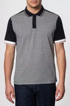 Рубашка поло 'Corona' с собачьим зубом Merc London, черный