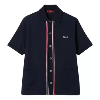 Рубашка поло cotton jersey polo shirt 'navy blue' Gucci, синий