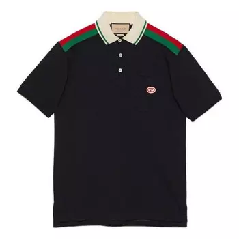 Рубашка поло cotton polo with interlocking g 'black' Gucci, черный