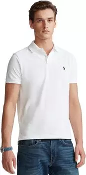 Рубашка-поло Custom Slim Fit Mesh Polo Polo Ralph Lauren, белый