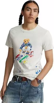 Рубашка-поло Custom Slim Fit Polo Bear Jersey Short Sleeve T-Shirt Polo Ralph Lauren, цвет Nevis Paint Bear
