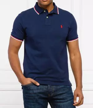 Рубашка поло Custom slim fit Polo Ralph Lauren, синий
