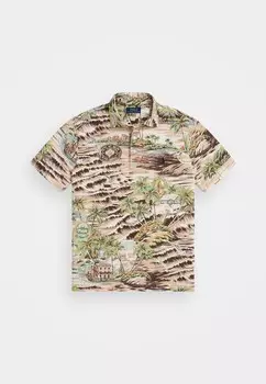 Рубашка поло CUSTOM SLIM FIT PRINTED MESH POLO SHIRT Ralph Lauren, светло-коричневый