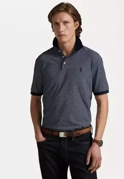 Рубашка поло Custom Slim Fit Stretch Mesh Polo Shirt Polo Ralph Lauren, темно-синий