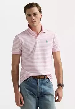 Рубашка поло CUSTOM SLIM FIT STRIPED MESH POLO SHIRT Polo Ralph Lauren, розовый